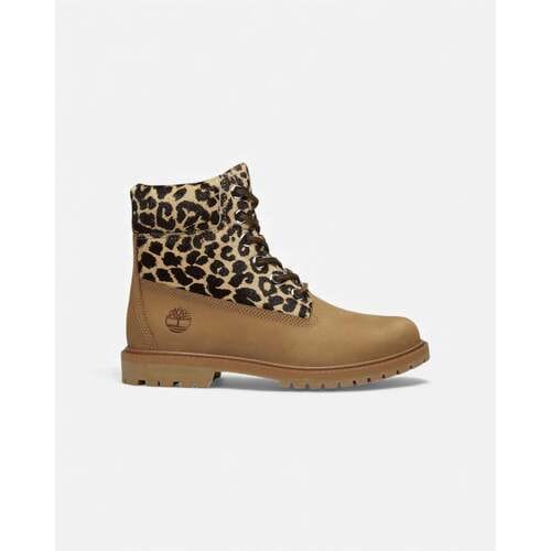 Enkellaarzen Timberland 6" Premium Boot Leopard Print Beige Nubuck (Women's)