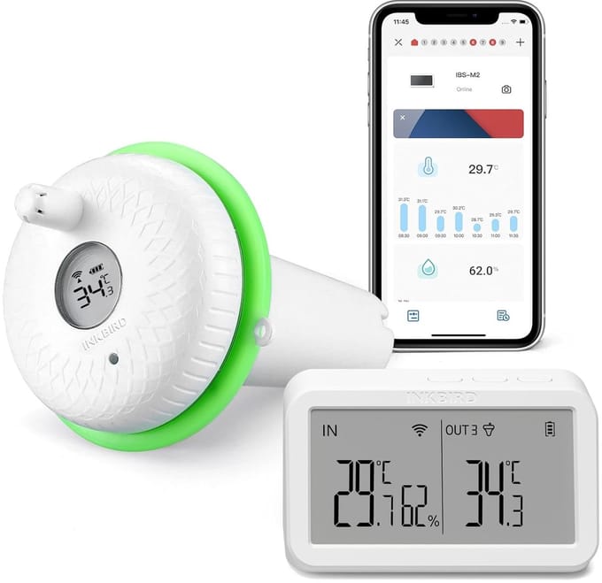 Zwembad Thermometer - Watermeter App - Temperatuur Meten - Wifi Connectiviteit - 17.2cm Lengte - Wit