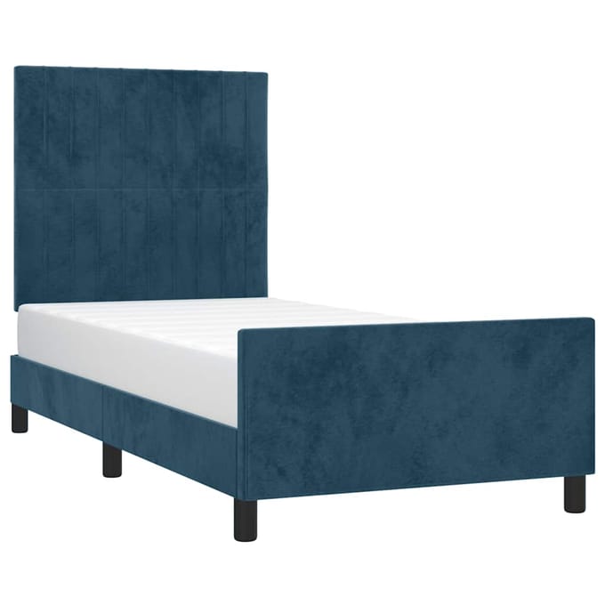 vidaXL - Bedframe - zonder - matras - 100x200 - cm - fluweel - donkerblauw