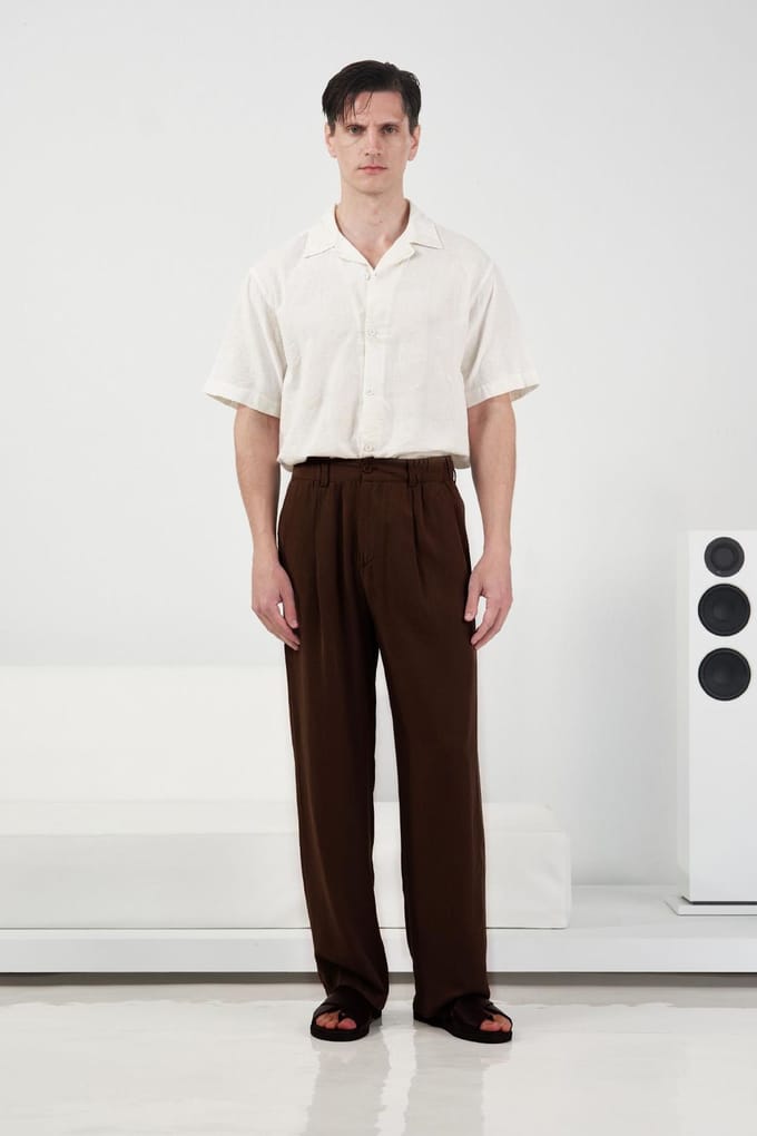 Hoge Taille Wijde Pantalon met Plissee