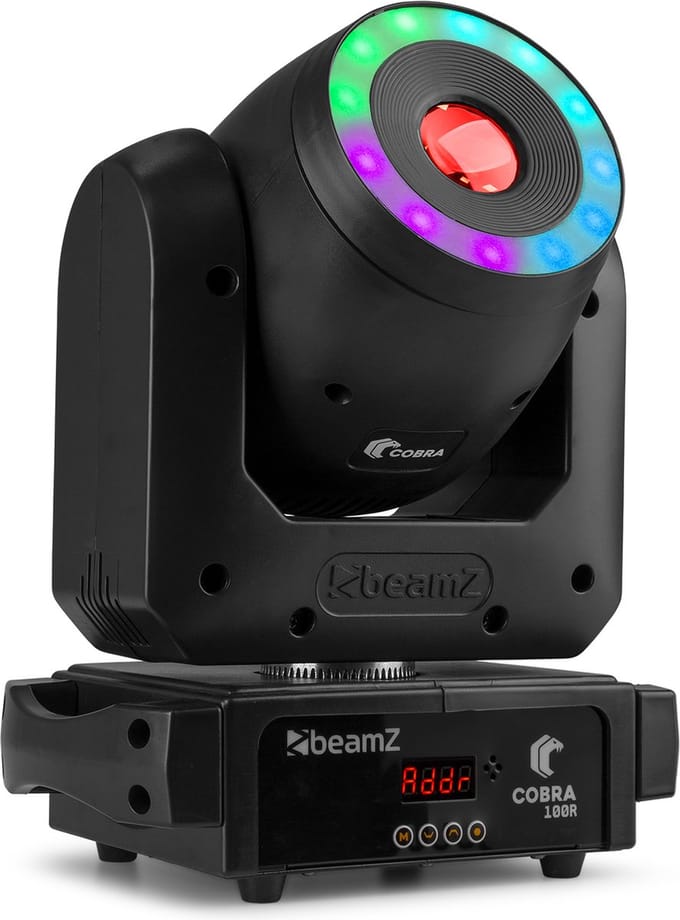 BeamZ Cobra 100R spot 100 Watt Moving Head met RGB LED Ring