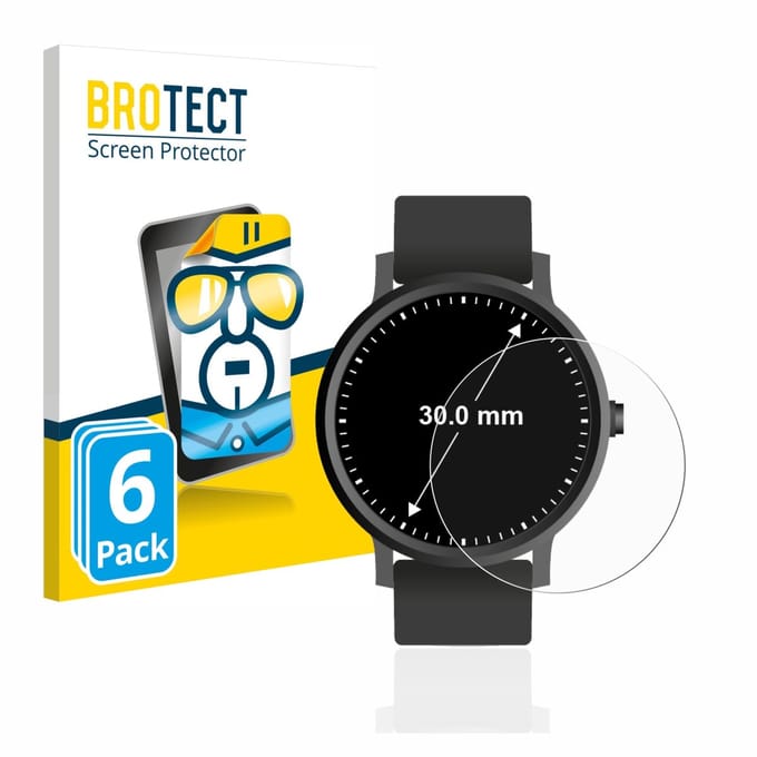 BROTECT - Screenprotector voor Horloges (Rond, ø: 30 mm) - Folie Beschermfolie transparant 6 Stuks