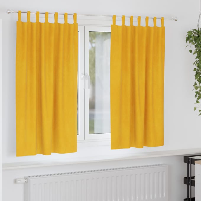 vidaXL - Gordijnen - 2 - st - Mosterdgeel - 140 - x - 175 - cm - fluweel