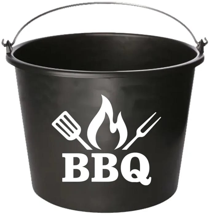 Emmer - BBQ - Cadeau emmer - met tekst - 12 liter - zwart