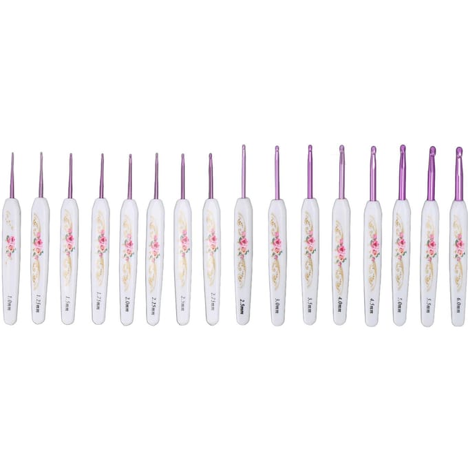 16 stuks Haaknaalden Set Ergonomische Haaknaalden Set Multifunctionele Haaknaalden met Etui voor DIY Handbreien white