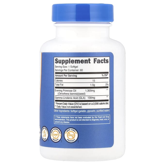 Nutricost, evening primrose oil, 1,300 mg, 60 softgels
