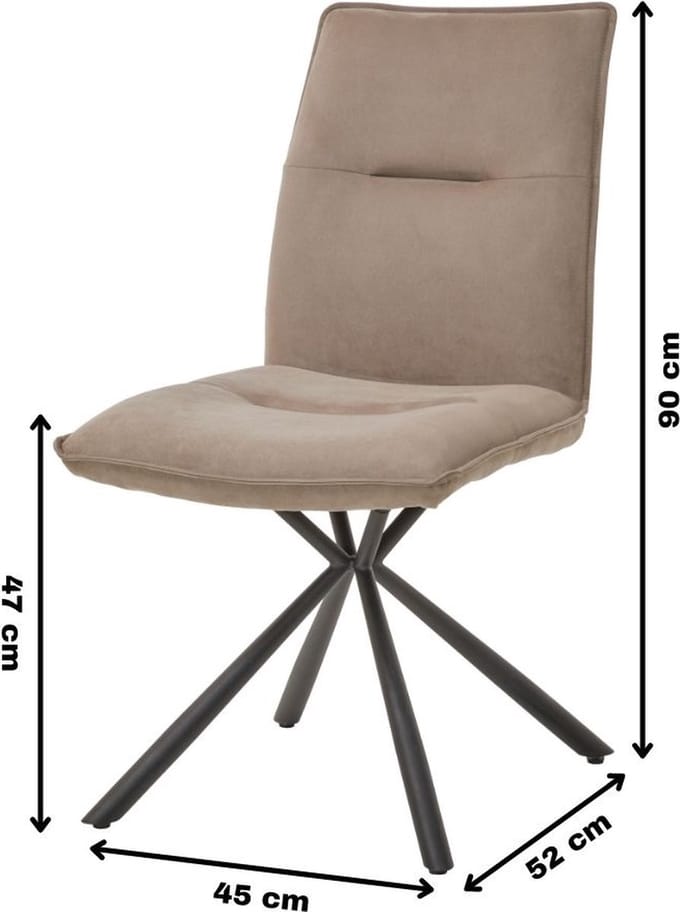 WAYS. – Stoffen eetkamerstoelen – Bruin – Modern design - Stevige metalen vierpoot – 8 stuks