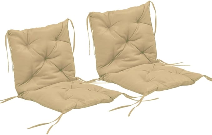 Stoelkussens - 2 Pack - Met Bindlinten & Waterbestendig - Khaki