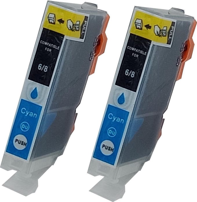 KATRIZ® huismerk inkt voor|Canon CLI-8C |14ml | ( 2stuks) - Met chip