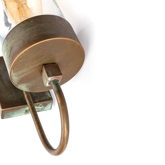 Moretti Luce Buitenwandlamp Silindar 3355,messing antiek/helder