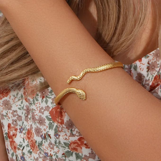 Slang Armband Dames - 925 Sterling Zilver - 18K Verguld - Dames Sieraden - Open Bangle