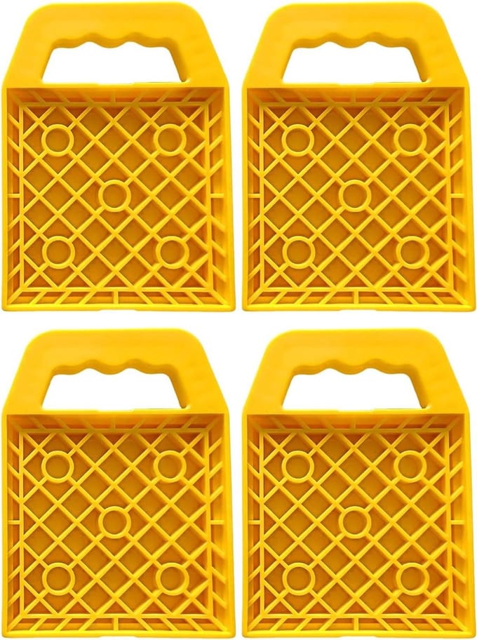 Camper Nivelleringspluggen - Stabilisator Pads - Reizen Parkeren - Multi-hoek Balans - 4 Stuks - Geel