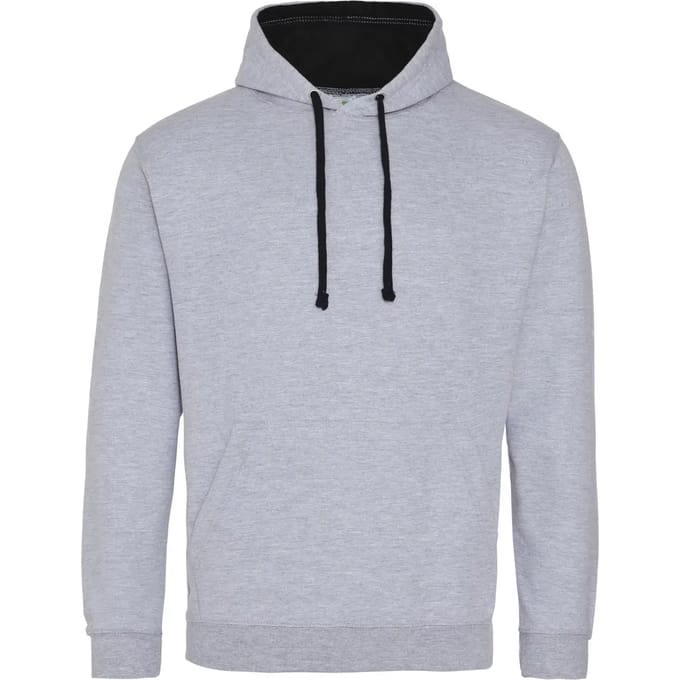 Just Hoods Varsity Hoodie JH003 - HEATHER GREY/JET BLACK - S