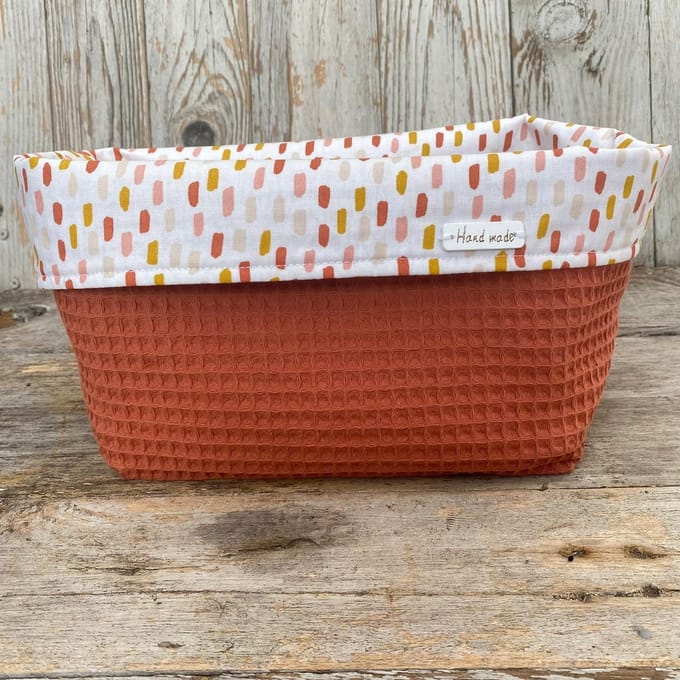 Lovely Stitches Commodemandje Roze Verfstrepen Terracotta
