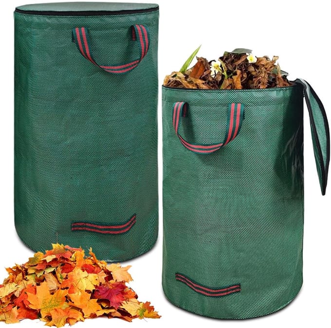 longziming -Tuinafvalzak – Stevig Materiaal – Groot Volume – Weerbestendig – Herbruikbaar – Groen– 2 Stuks