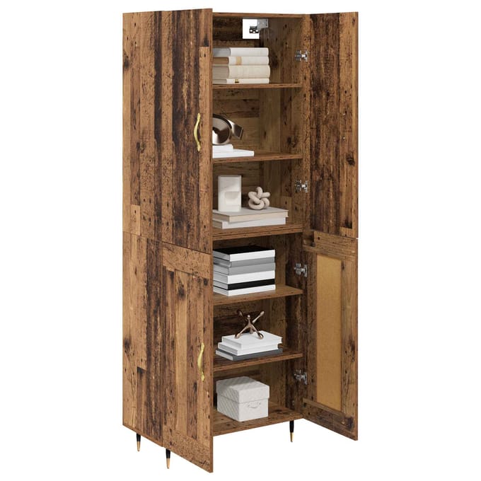 vidaXL - Highboard - Oud - Hout - 69,5 - x - 34 - x - 180 - cm - Bewerkt - hout