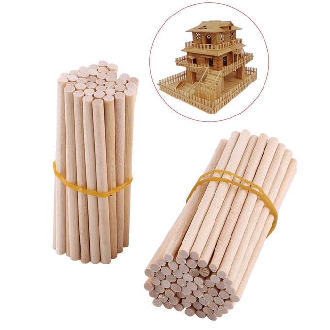 100 stuks 80mm Ronde Houten Stokjes Voor DIY Houtknutselen Huis Tuin Decoratie beige