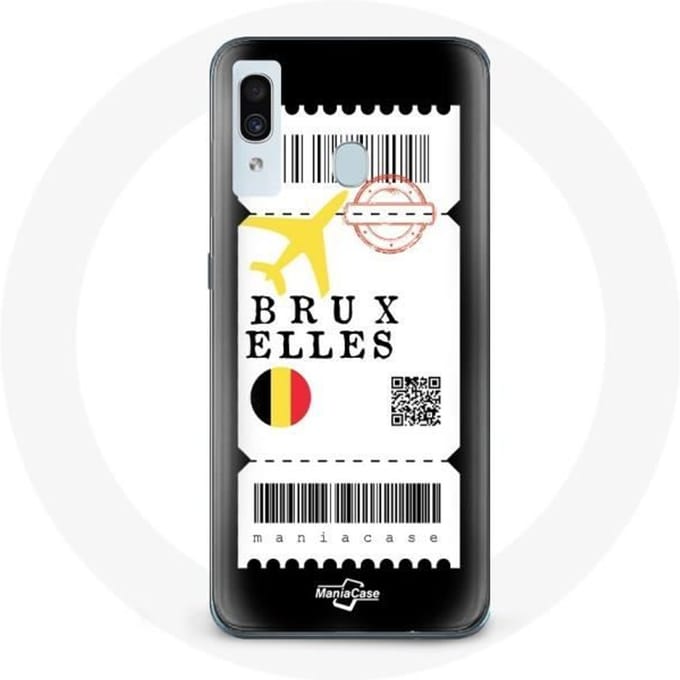 Coque pour Samsung Galaxy A20 Billet d'avion Bruxelles Belgique