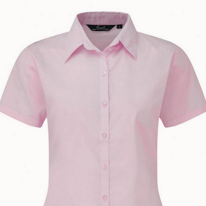 Premier Popeline blouse met korte mouwen / Gewoon werkoverhemd (Roze)