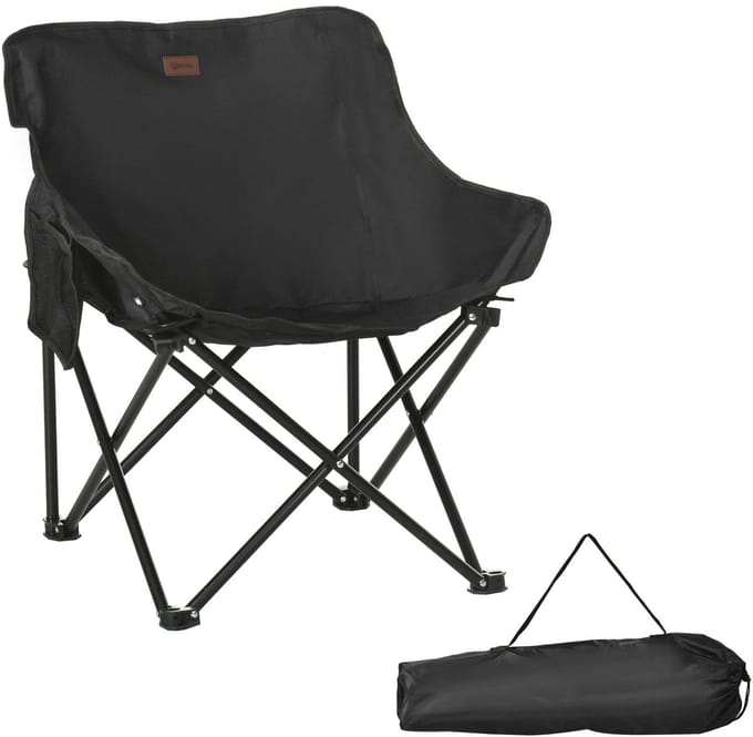 Killogood Campingstoel - opvouwbaar - stalen frame - stoffen zitting - draagtas - zwart