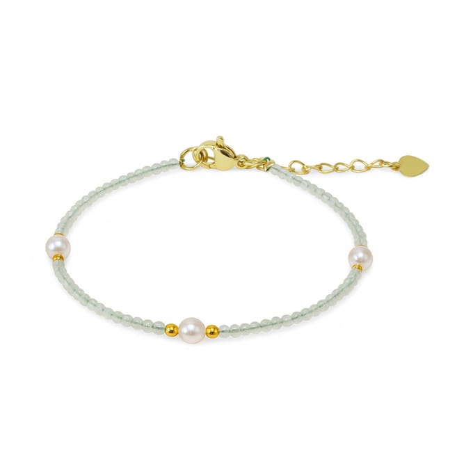 CO88 Collection 8CB-91391 – Armband Dames – Prehniet & Shellparel – Goudkleurig – Verstelbaar