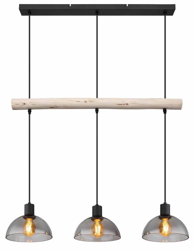 Globo - hanglamp - Lindi - zwart - metaal - grote eettafellamp - E27 - 15535-3H