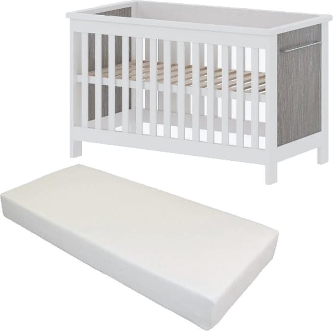 Born Lucky ® Babybed / Ledikant Noel Met Matras Wit/Eiken 60 x 120 cm