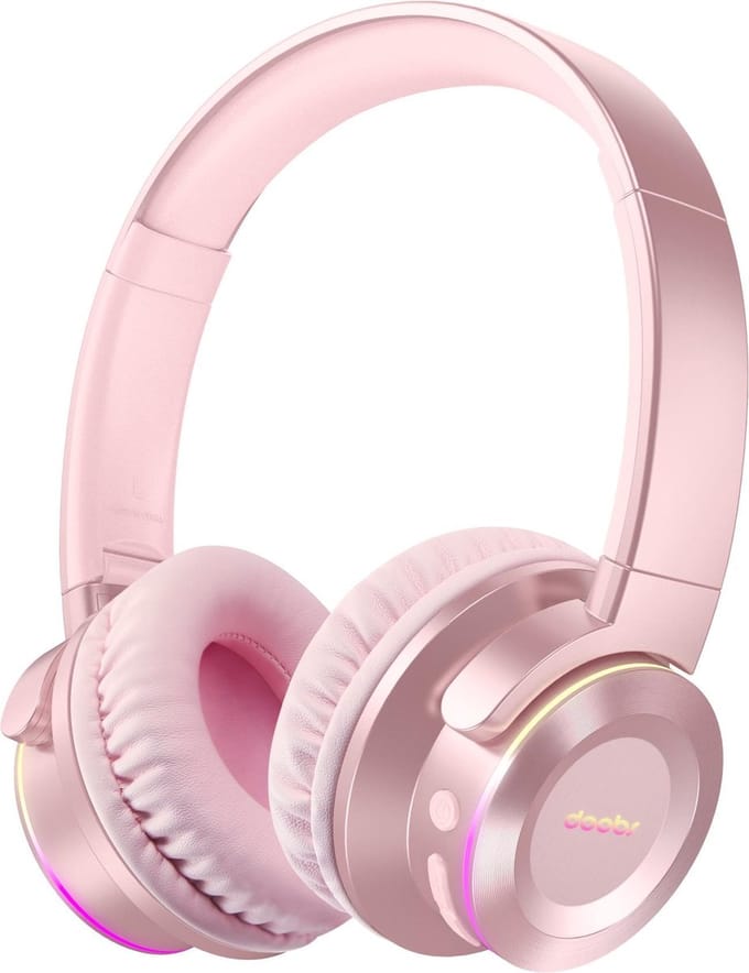 Koptelefoon voor kinderen en tieners | B9 |draadloos | bluetooth | touch |roze | led accenten