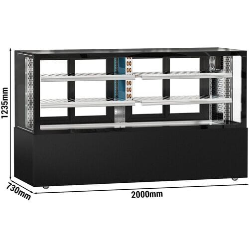 GGM Gastro Kühl-/ Fleischvitrine MADRID - 2000mm - Doppelverglasung - mit 2 Ablagen - Schwarz Matt
