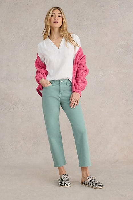 White Stuff Blake Straight Crop Jean Mid Teal Taglia: 22 REGULAR | Jeans straight fit Outlet | Donna | Ciano