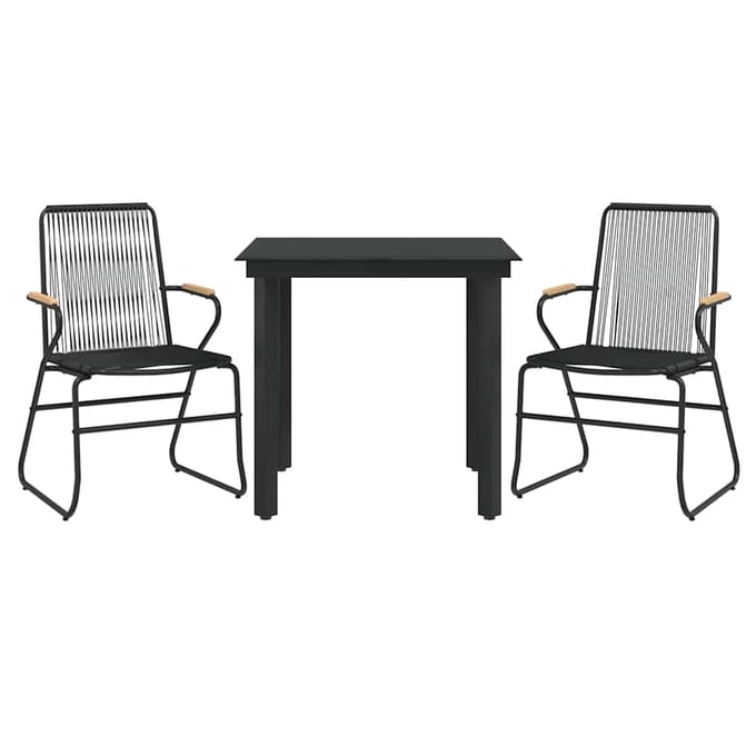 vidaXL - 3-delige - Tuinset - PVC-rattan - zwart
