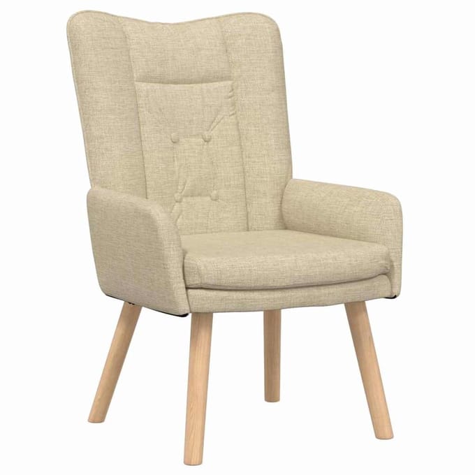 vidaXL - Fauteuil - Crème - 63 - x - 67 - x - 94 - cm - Stof - en - multiplex
