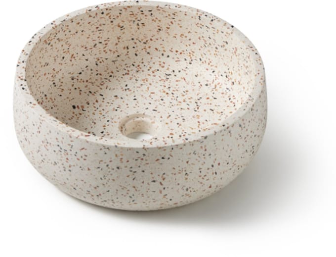 Terrazzo waskom rond wit mix 39x39x14 cm - Montessa (opbouw)
