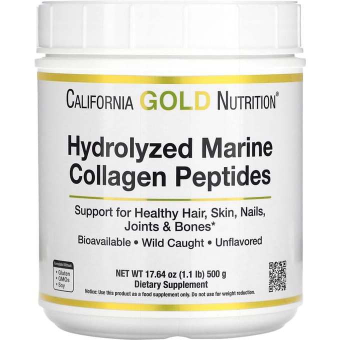 Peptides de Collagène Marin Hydrolysé, Non Aromatisé, 500G (17.64Oz)