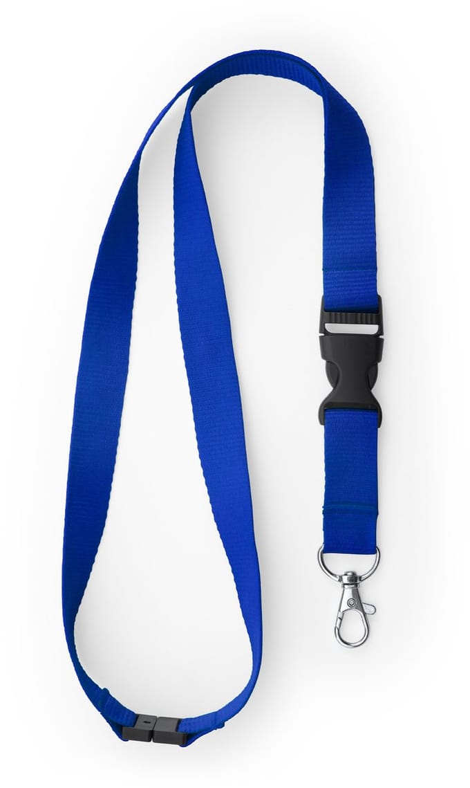 50 Keycord/lanyard koord - Kobalt Blauw - met sleutelhanger - 55 cm