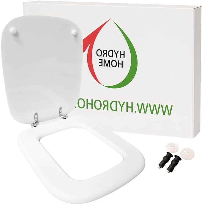 Wc-bril Rio Dolomite van gelakt hout, wit, compatibel met HYDRO HOME