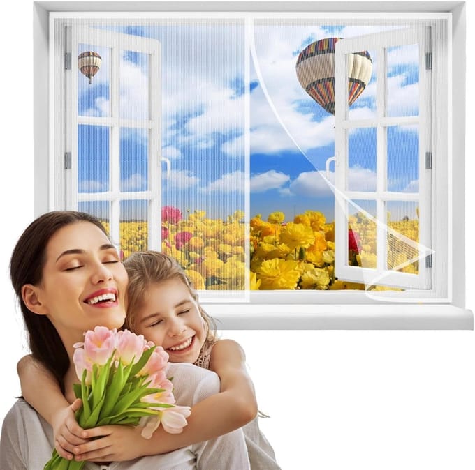 Raamhor - Insectenhor - Insecten buiten - Magnetische sluiting - 135x80cm - Wit