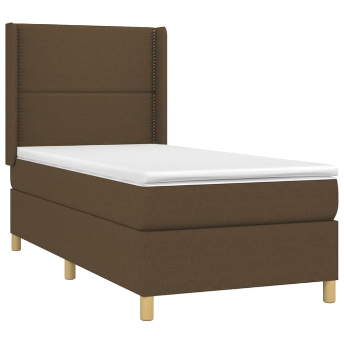 vidaXL - Boxspring - met - matras - stof - donkerbruin - 90x200 - cm