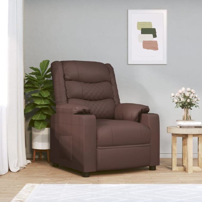 vidaXL Fauteuil verstelbaar elektrisch kunstleer bruin