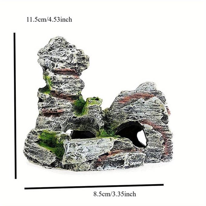 Mini Decoratieve Groene Gras Vis Aquarium Decoratieve Hars Aquarium Accessoires Aquarium Hars Grot Bergzicht Deco gray