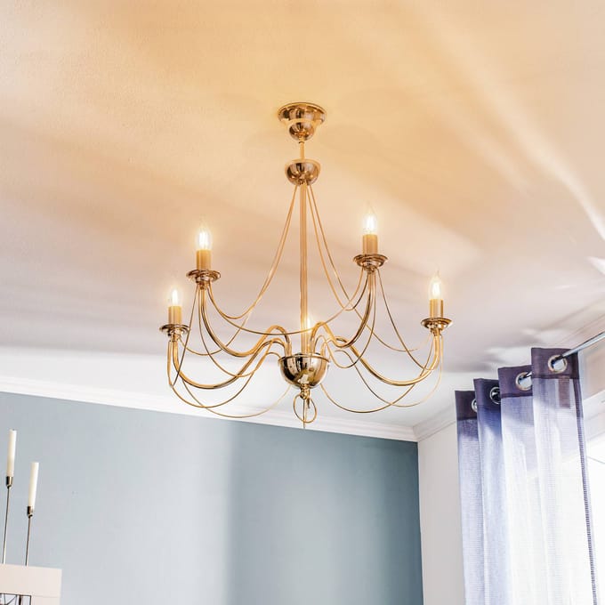 Domiluce Kroonluchter retro, vijfarmig 75 cm, goud