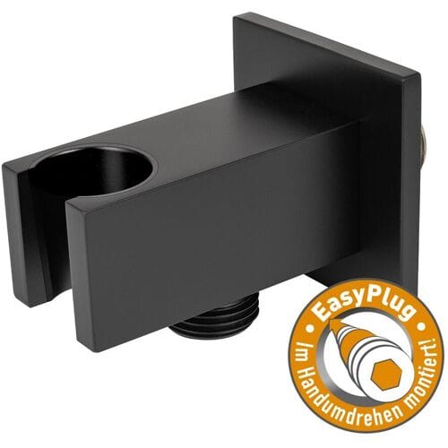 Kronenbach Quara 2.0 Black wall connection elbow with integrated shower holder 26370000SMKB