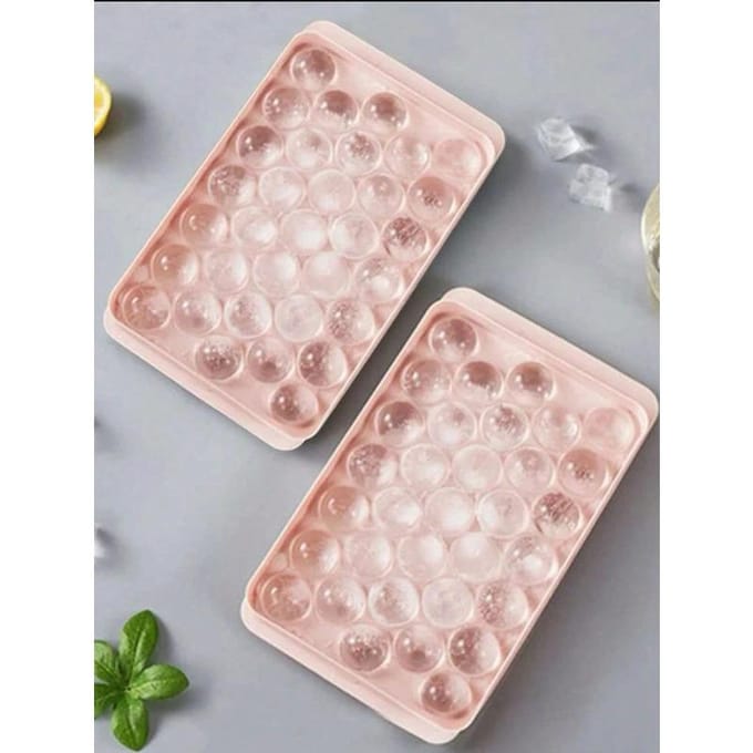 Bac à Glaçons avec Couvercle, Moule à Glaçons pour Réfrigérateur, Mini Moule Boule de Glace Ronde, Convient pour Thé, Café S rose