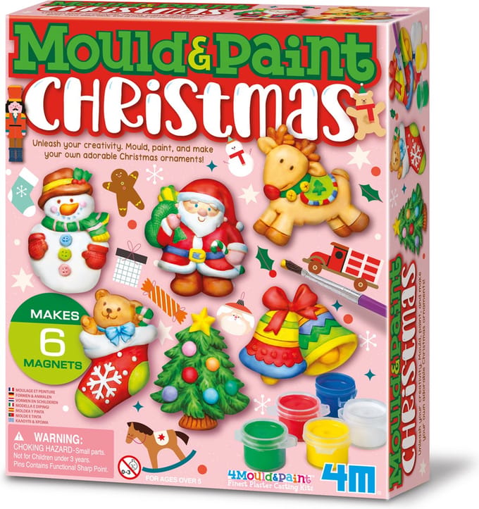 4M Knutselen - Giet En Verf - Kerstmis - Creatief Speelgoed - 6 Magneten - Hobbypakket - 5 Jaar