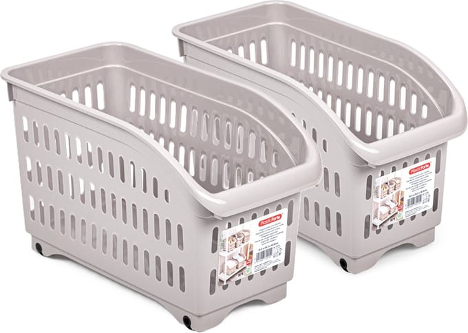 Plasticforte opberg Trolley Container - 2x - roze - L30 x B15 x H18 cm - kunststof