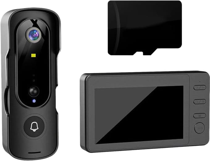Draadloze Videodeurbel - Video Intercom - Huisbeveiliging - AI Persoonsdetectie - 19 x 19 x 6 cm - Standaard