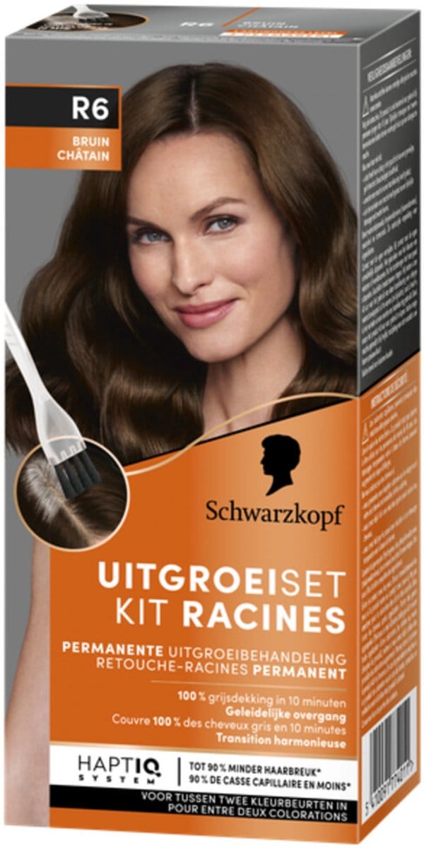 Schwarzkopf Uitgroeiset Haarverf Bruin R6 - 1 set