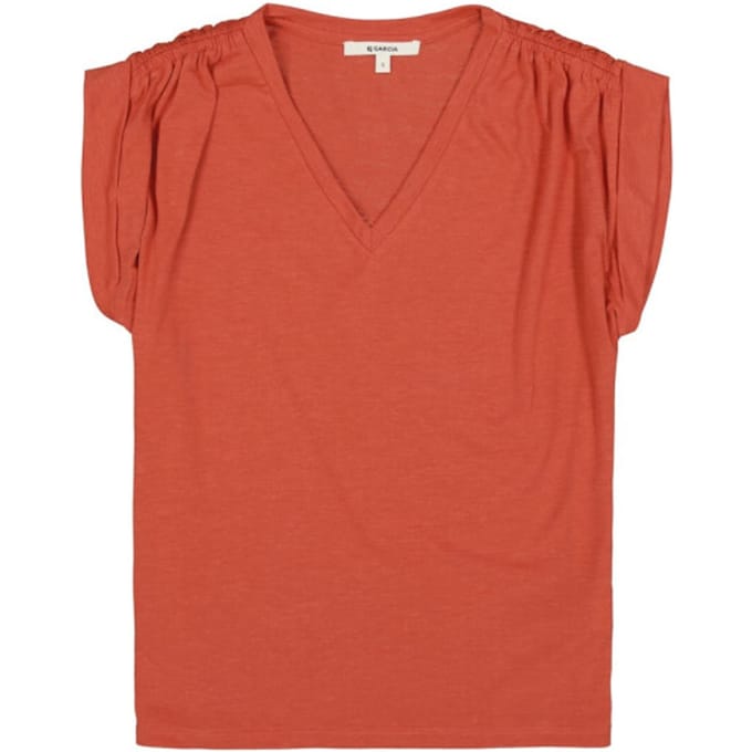 GARCIA Dames Effen T-shirt Rood Korte mouw