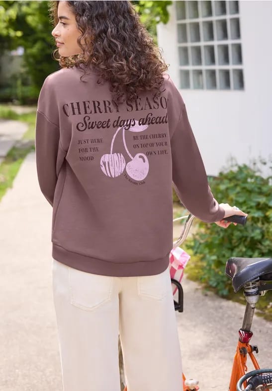 Sweatshirt met lange mouwen en opdruk op de rug