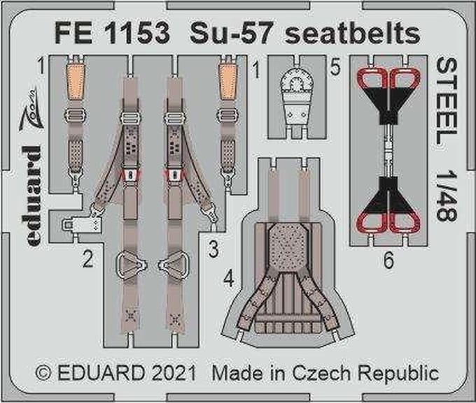 Eduard Modelbouwdecoratie - FE1153 SU-57 Seatbelts Steel for Photo-etch